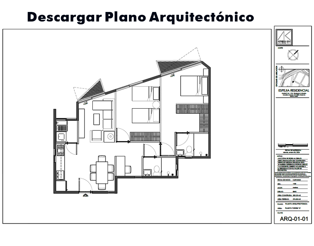 Descargar Plano Arquitectónico Departamento 301