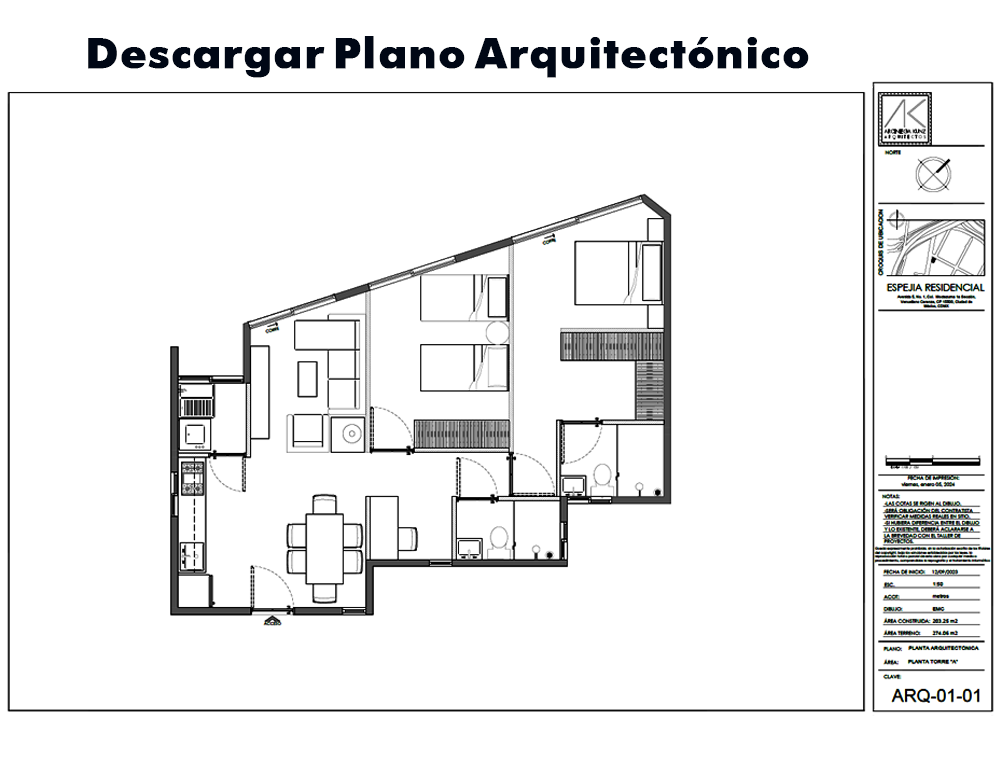 Descargar Plano Arquitectónico Departamento 101 Descargar Plano Arquitectónico Departamento 101