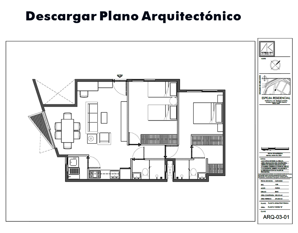 Descargar Plano Arquitectónico Departamento 402 Descargar Plano Arquitectónico Departamento 402